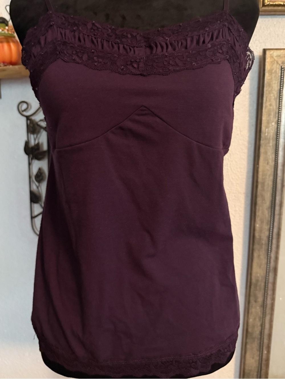 Cato Purple Lace Sequin Cami Tank Top Whimsigoth Y2K Coquette Cami •Size M•